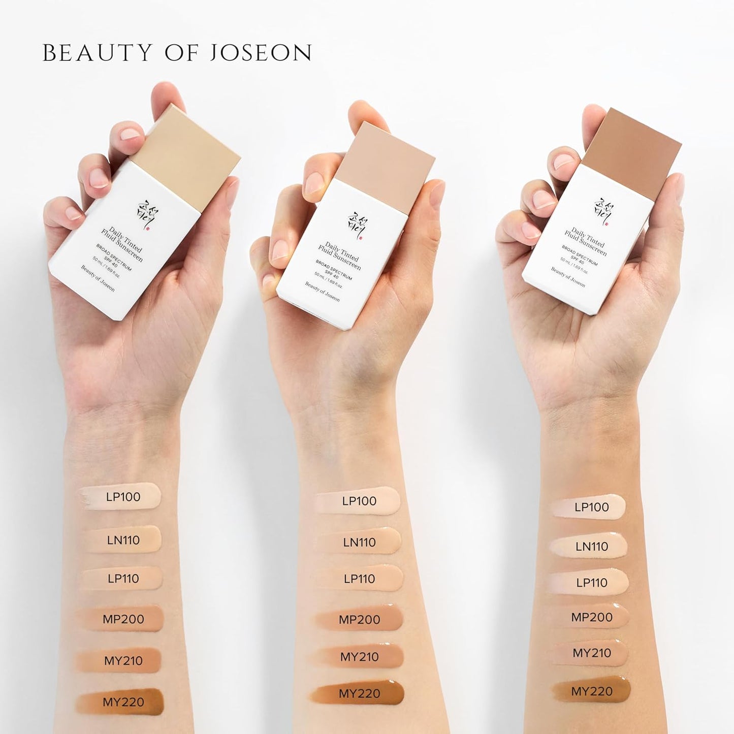 Daily Tinted Fluid Sunscreen 12 Shades for Face Moisturizing Broad Spectrum SPF 40 Korean Skincare 50Ml, 1.69 Fl.Oz #LP100