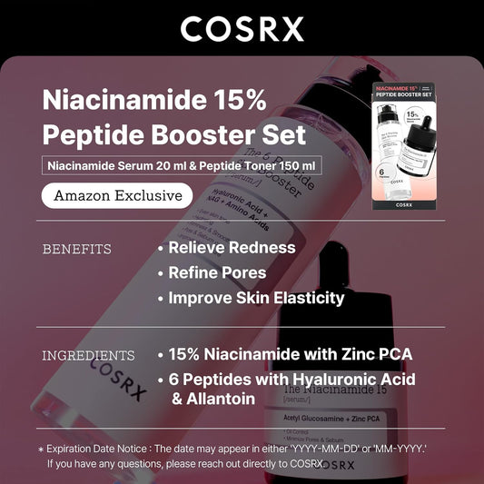 Niacinamide 15% Peptide Booster Set - Amazon Exclusive - Korean Skin Care Set, Gift Sets, Niacinamide Serum, Face Serum