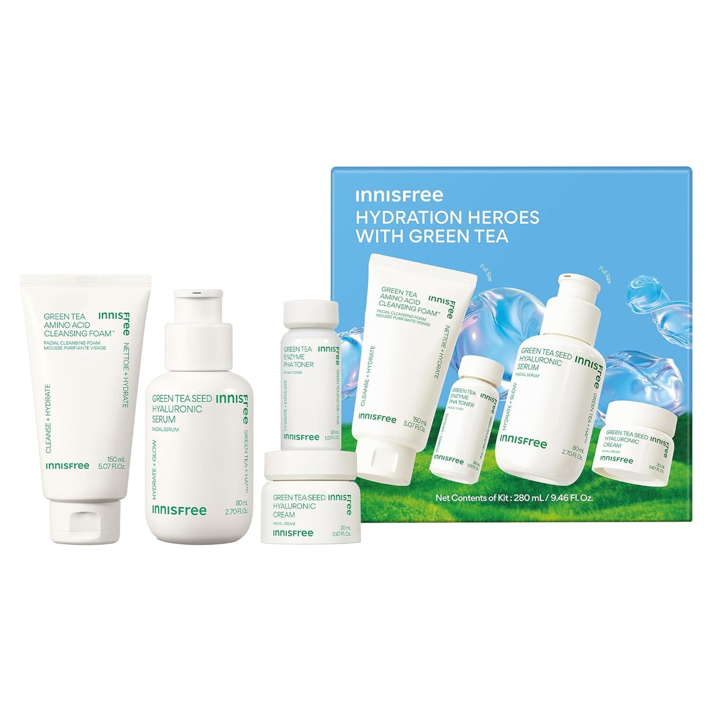 Innisfree Green Tea Seed Hydrating Serum with Hyaluronic Acid & Niacinamide, Korean Face Serum for Glow