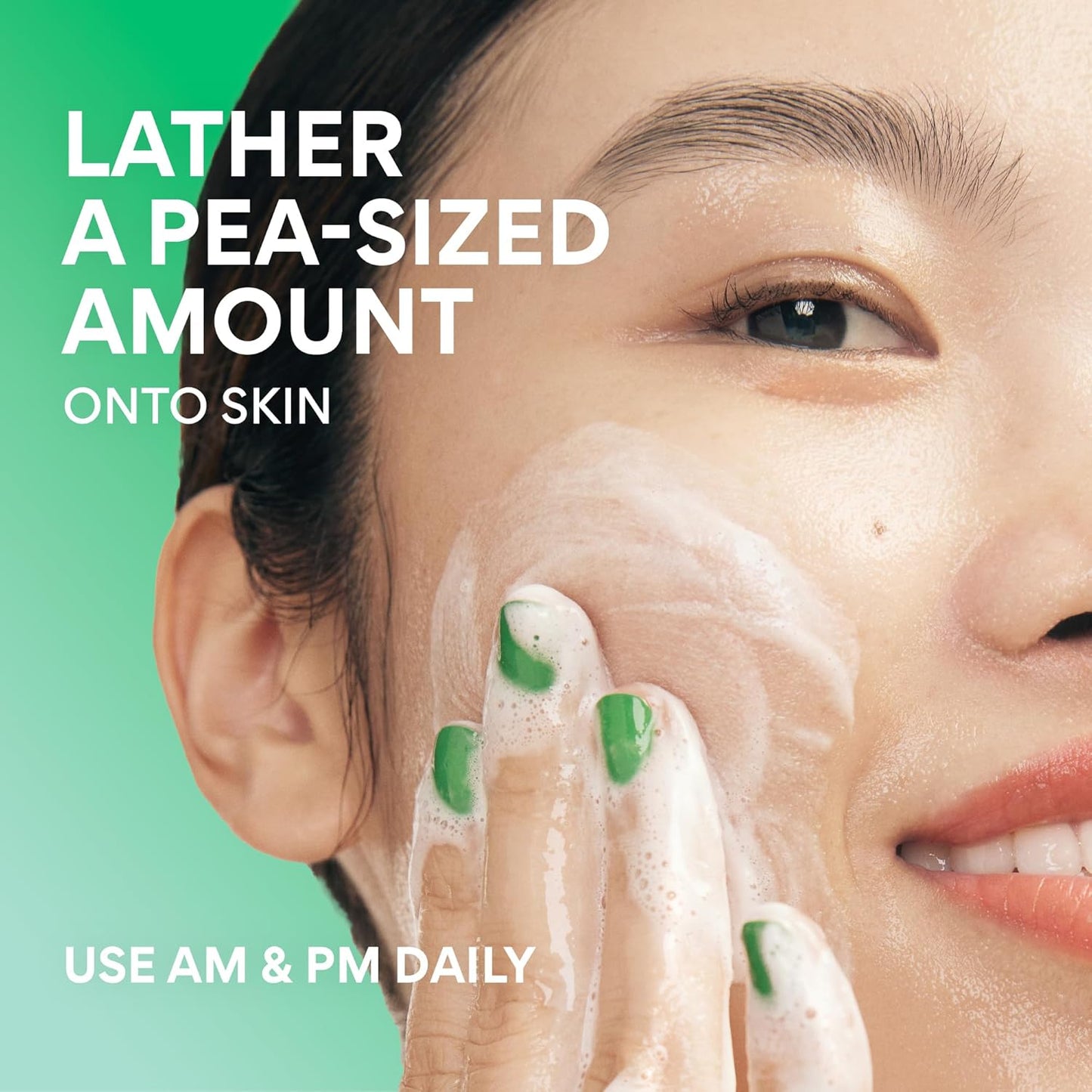 Green Tea Amino Acid Cleansing Foam, Sulfate-Free Hydrating Korean Face Wash, Gentle Lather, Ph-Balanced Skincare