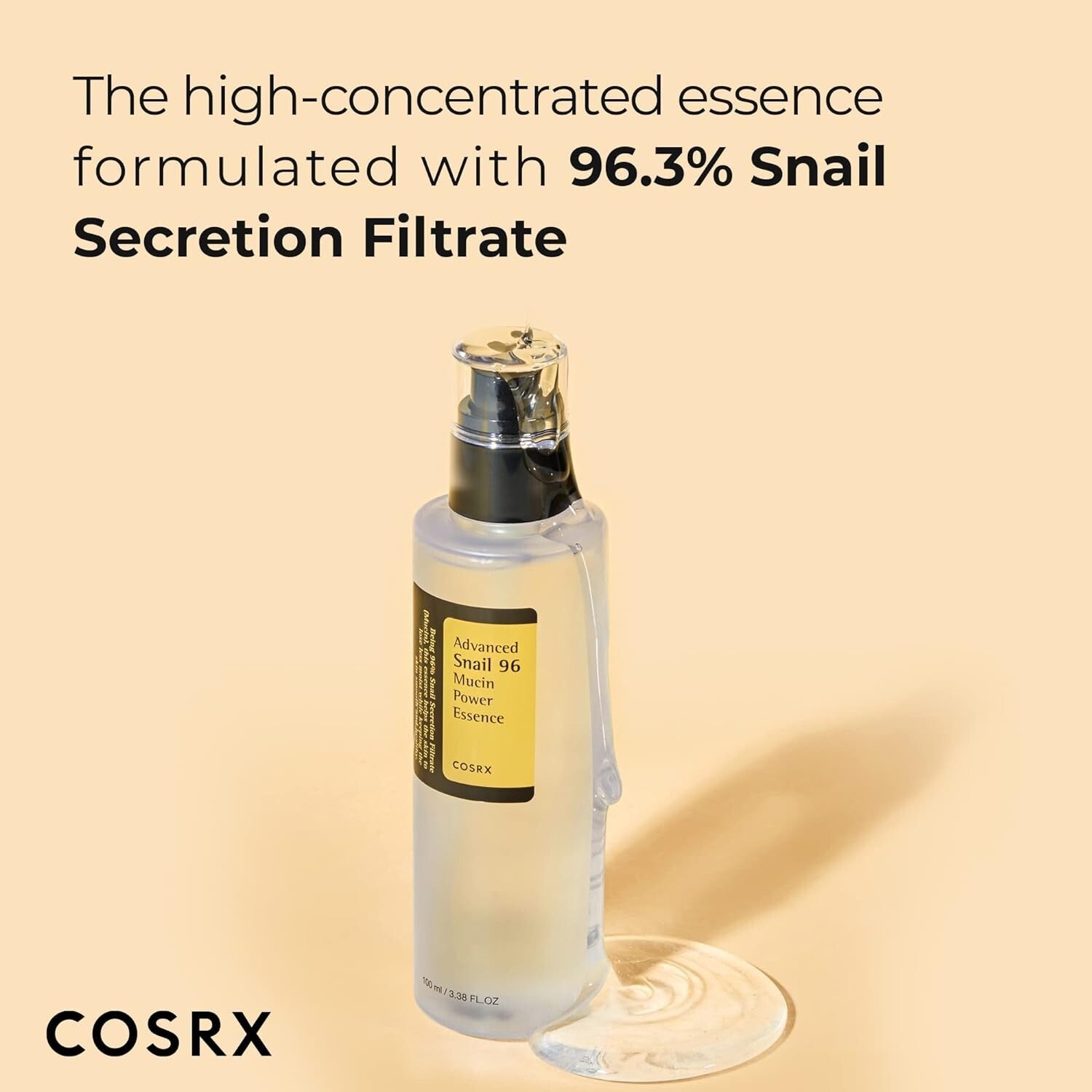 COSRX Snail Mucin 96% Power Repairing Essence 3.38 Fl.Oz 100 ML, Hydrating Serum