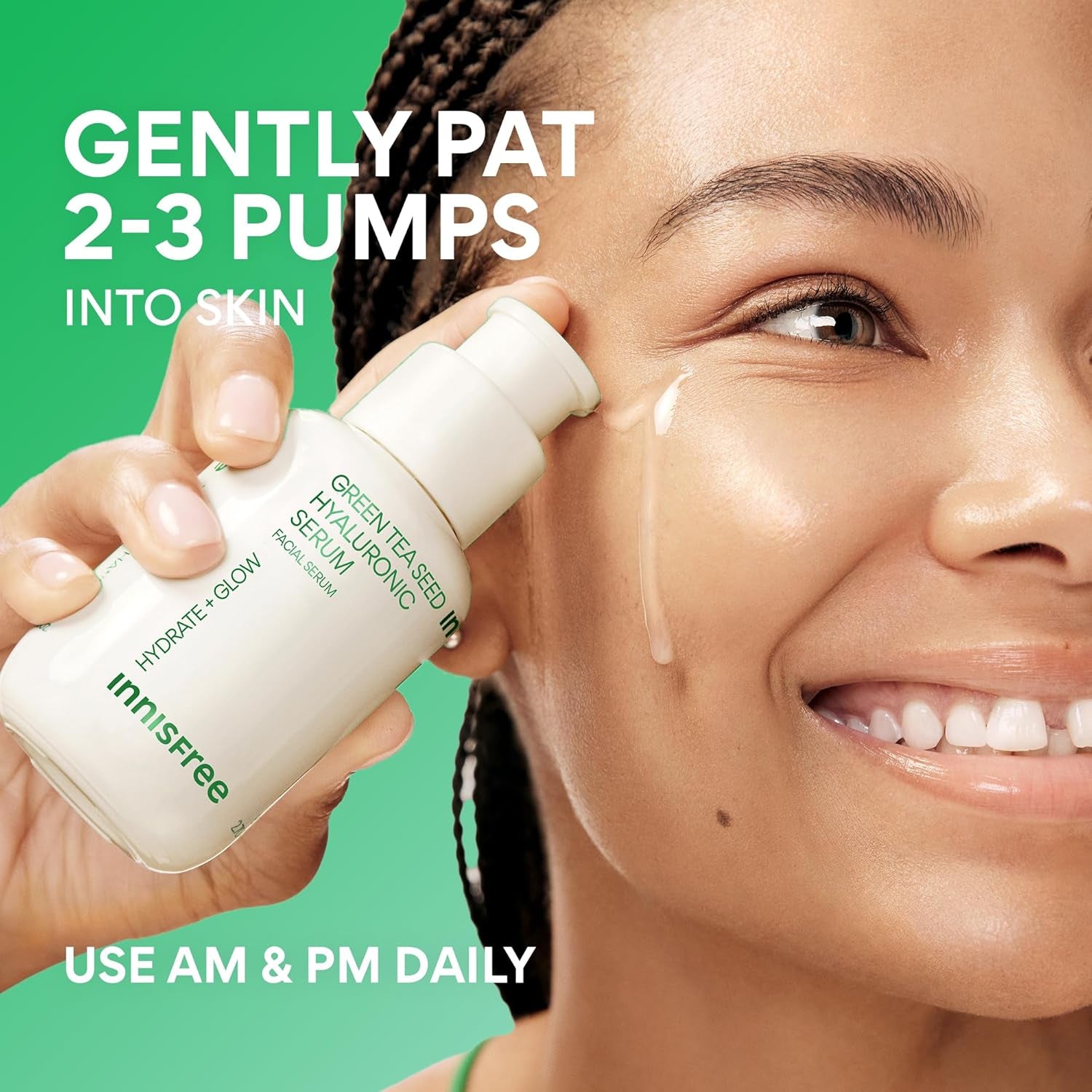 Innisfree Green Tea Seed Hydrating Serum with Hyaluronic Acid & Niacinamide, Korean Face Serum for Glow