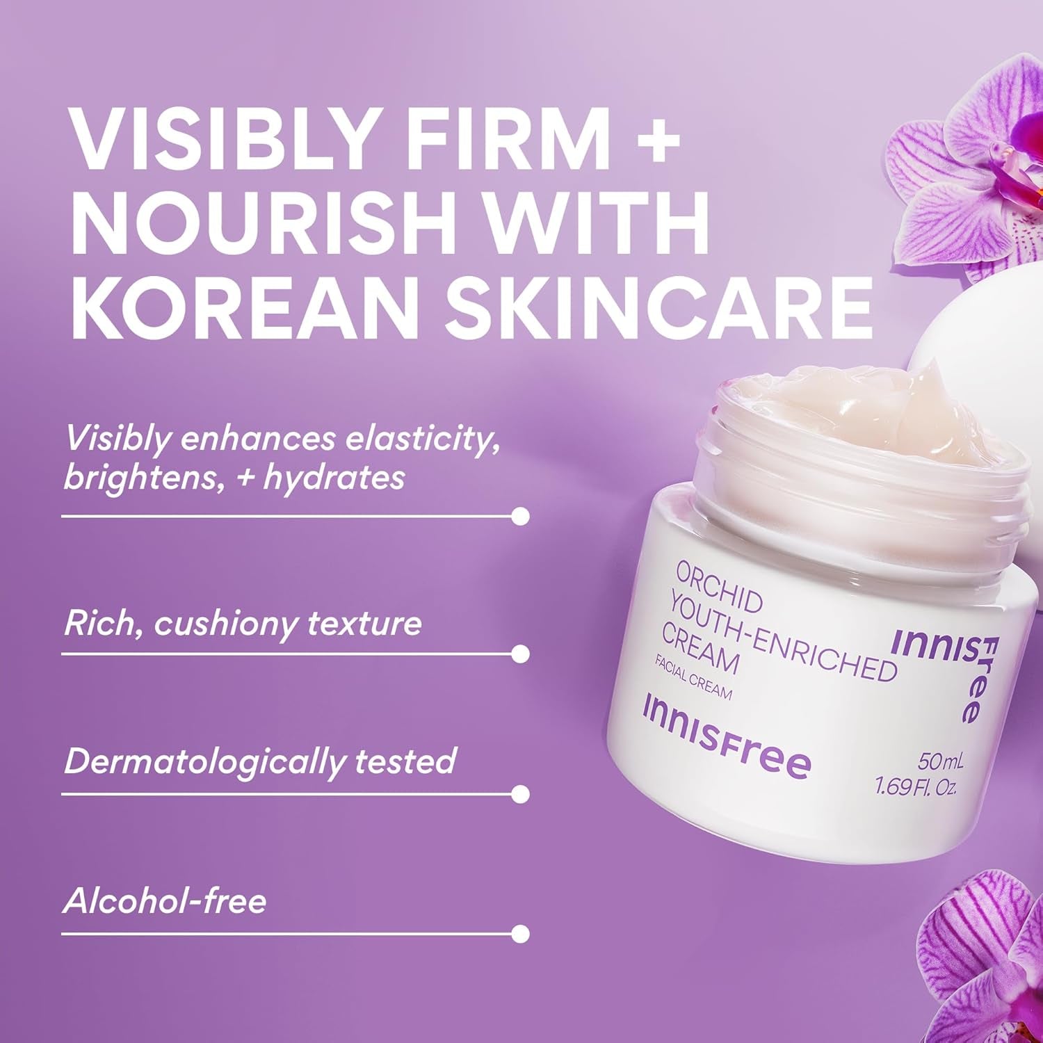 Orchid Youth-Enriched Cream, Korean Face Moisturizer for Firming, Hydration, and Youthful Skin