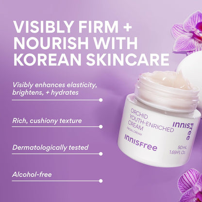 Orchid Youth-Enriched Cream, Korean Face Moisturizer for Firming, Hydration, and Youthful Skin