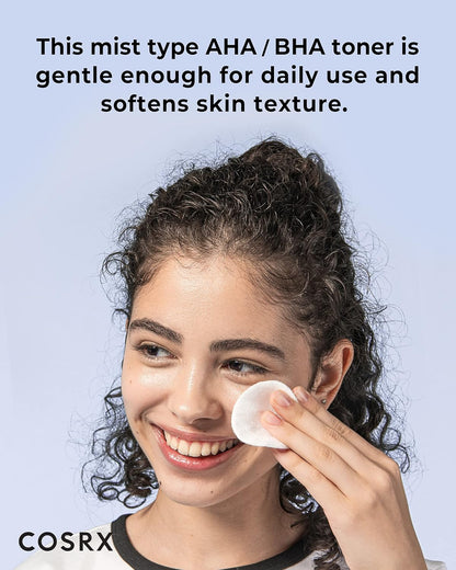 AHA/BHA Treatment Toner, Facial Exfoliating Spray for Whiteheads, Pores, and Uneven Skin, 9.46 Fl.Oz/ 280Ml, Not Tested on Animals, No Parabens, No Sulfates, Korean Skin Care