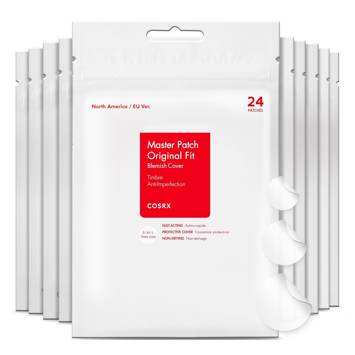 Acne Pimple Patch (96) Absorbing Hydrocolloid Original 3 Size Patches for Blemishes and Zits Cover, Spot Stickers for Face and Body, Not Tested on Animals